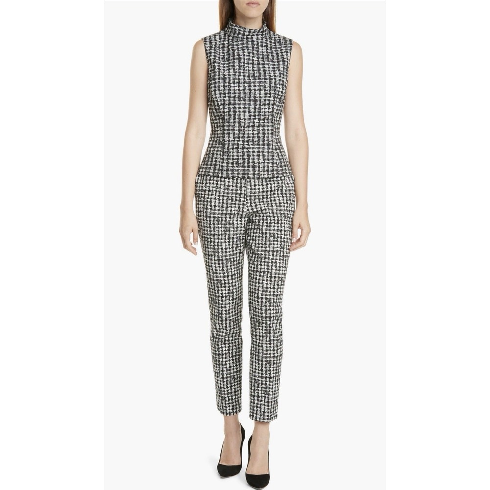 BOSS Hugo Boss Tarera Slim Jacquard Ankle Pant Red White Checkered Size 4